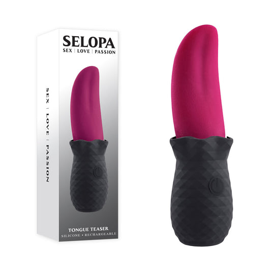 Selopa Tongue Teaser Pink/Black Usb Rechargeable Vibrating Tongue Stimulator