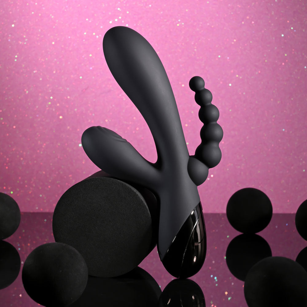 Selopa Triple Aces Black 19.7 Cm Usb Rechargeable Triple Stimulator Vibrator