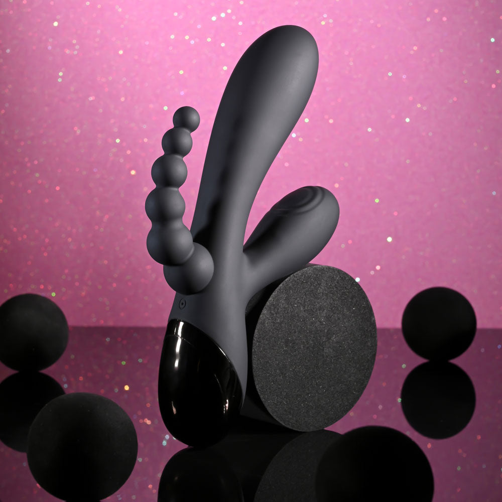 Selopa Triple Aces Black 19.7 Cm Usb Rechargeable Triple Stimulator Vibrator