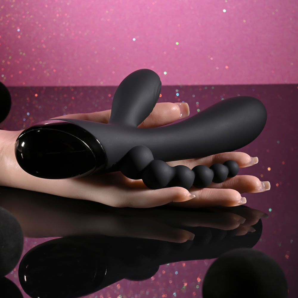 Selopa Triple Aces Black 19.7 Cm Usb Rechargeable Triple Stimulator Vibrator