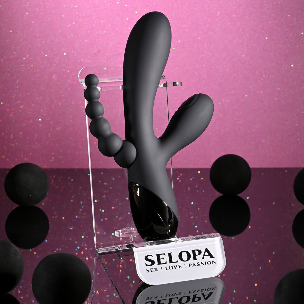 Selopa Triple Aces Black 19.7 Cm Usb Rechargeable Triple Stimulator Vibrator