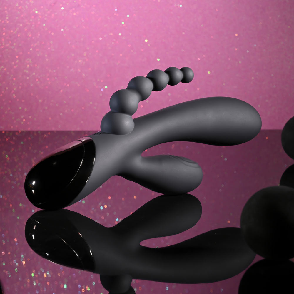 Selopa Triple Aces Black 19.7 Cm Usb Rechargeable Triple Stimulator Vibrator