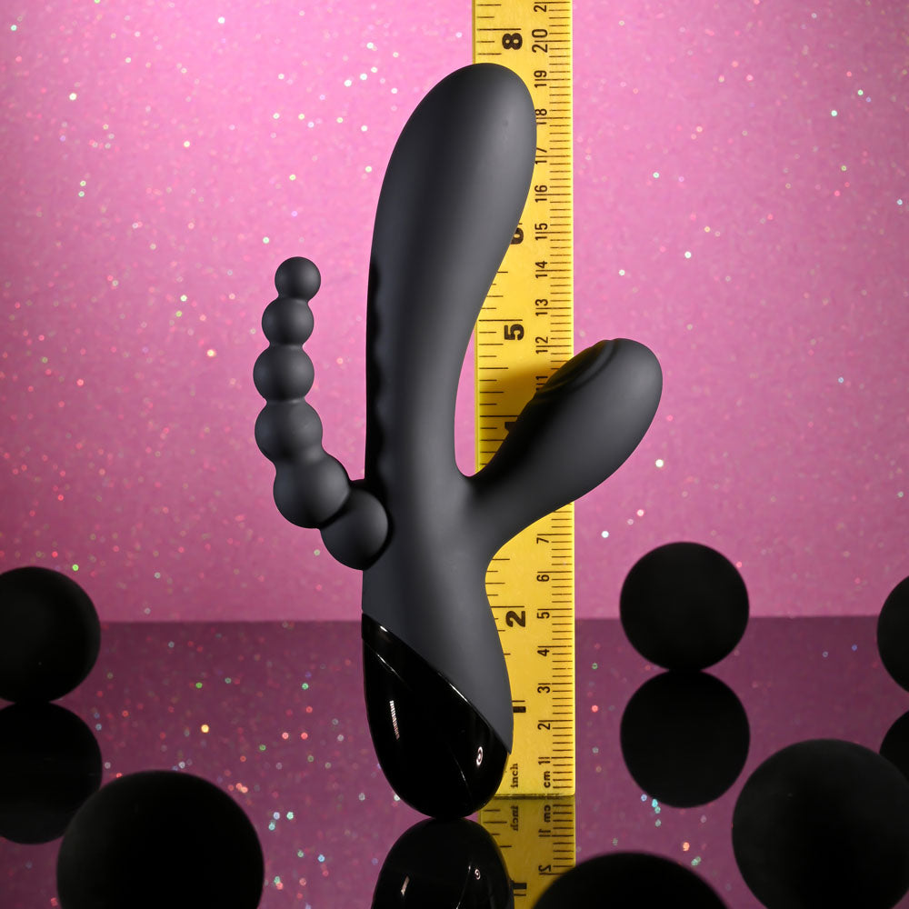 Selopa Triple Aces Black 19.7 Cm Usb Rechargeable Triple Stimulator Vibrator