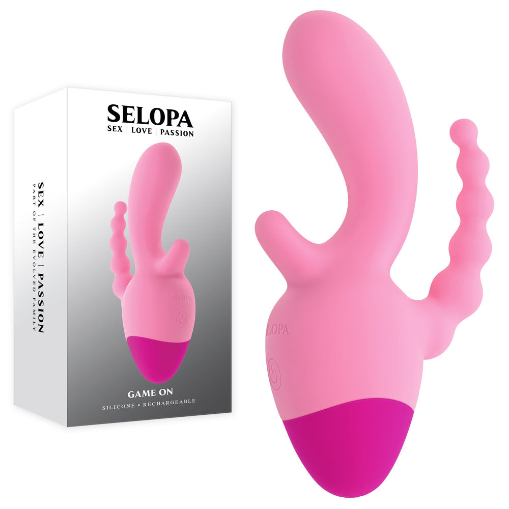 Selopa Game On Pink Usb Rechargeable Mini Triple Stimulator