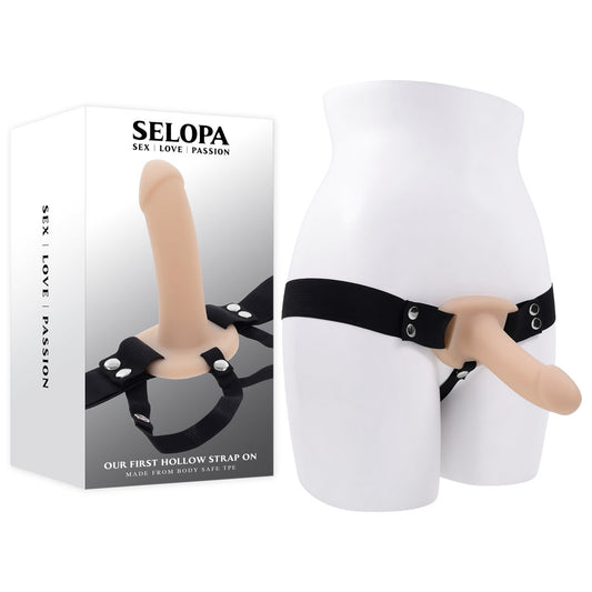 Selopa Our First Hollow Strap On Light Flesh 16.3 Cm Hollow Strap On