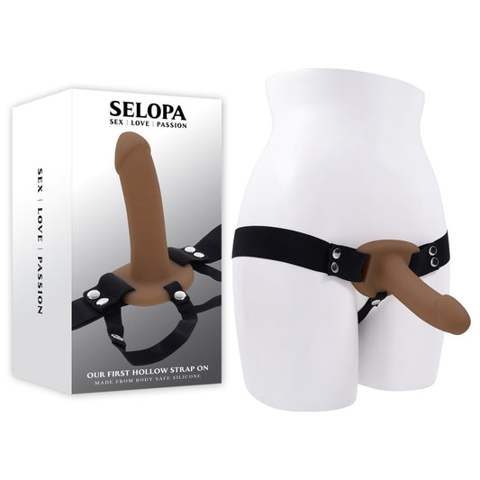 Selopa Our First Hollow Strap On Dark Brown 16.3 Cm Hollow Strap On