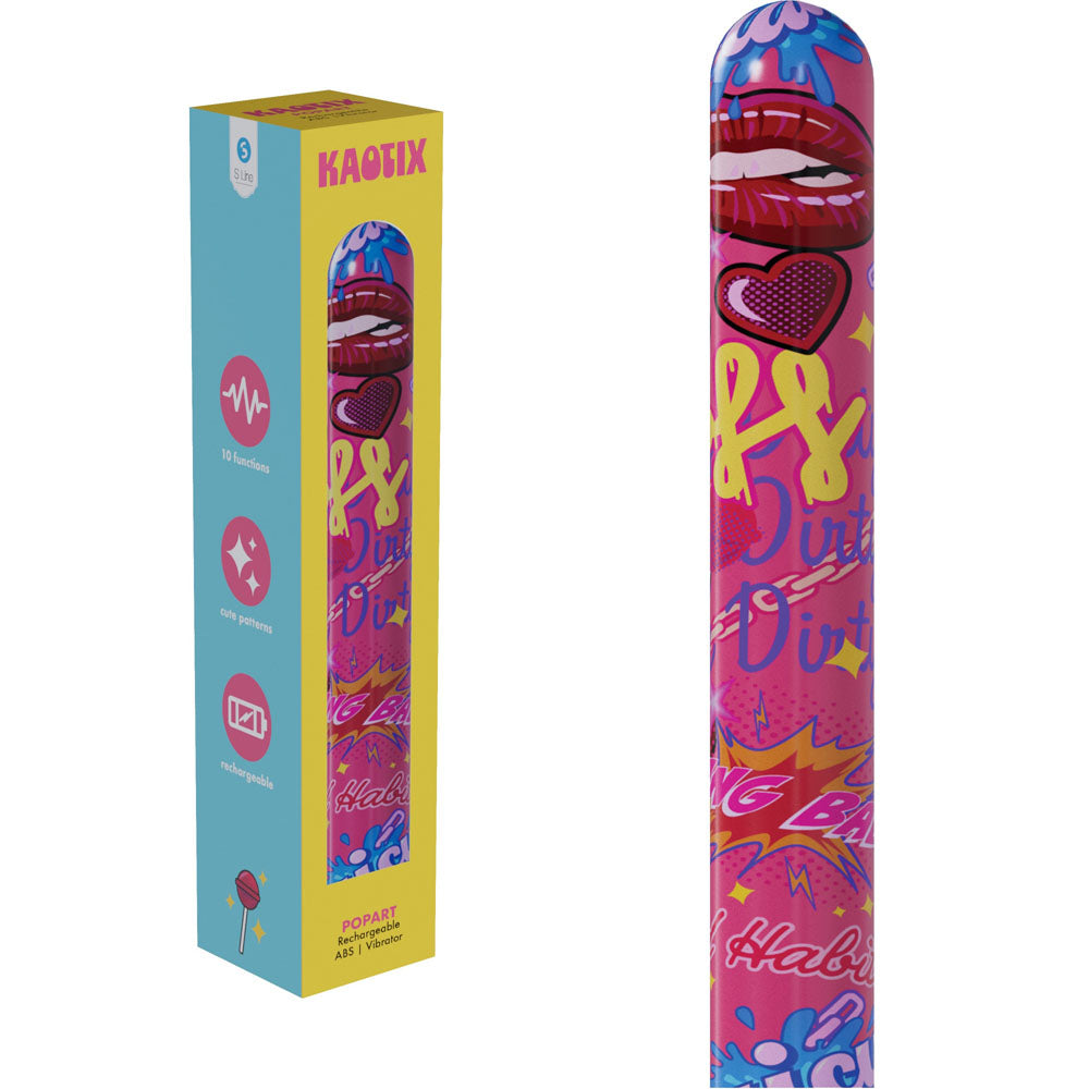 S Line Kaotix Pop Art Pink 17.8 Cm Usb Rechargeable Vibrator