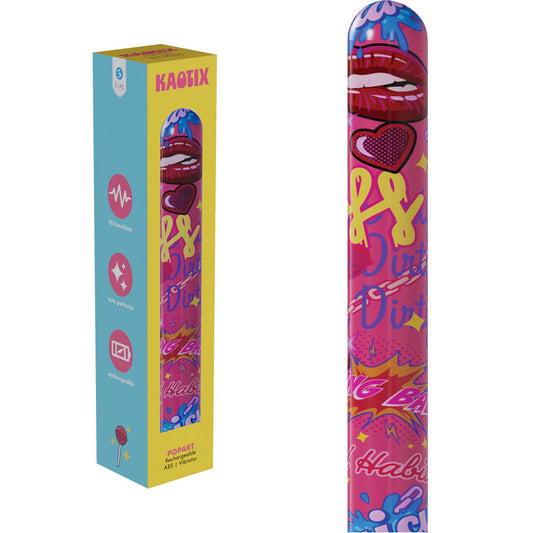 S Line Kaotix Pop Art Pink 17.8 Cm Usb Rechargeable Vibrator