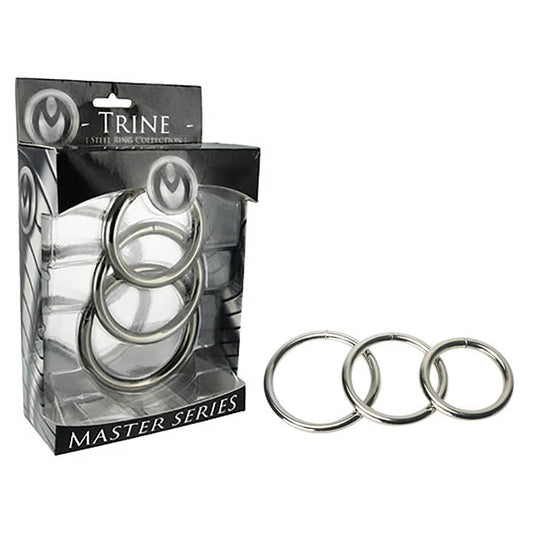 Master Series Trine Steel Ring Collection Steel Cock Rings Set Of 3 Sizes