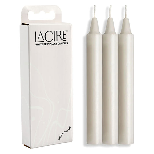 La Cire Drip Pillar Candles White White Drip Candles Set Of 3