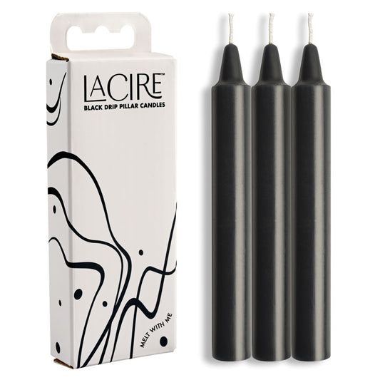 La Cire Drip Pillar Candles Black Black Drip Candles Set Of 3