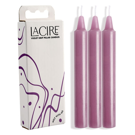 La Cire Drip Pillar Candles Violet Violet Drip Candles Set Of 3