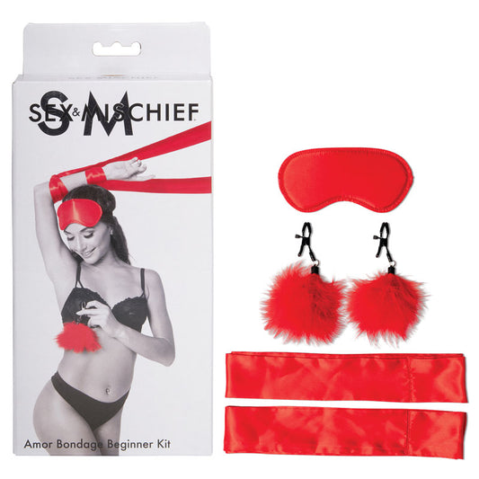 Sex & Mischief Amor Bondage Beginner Kit Red 5 Piece Set