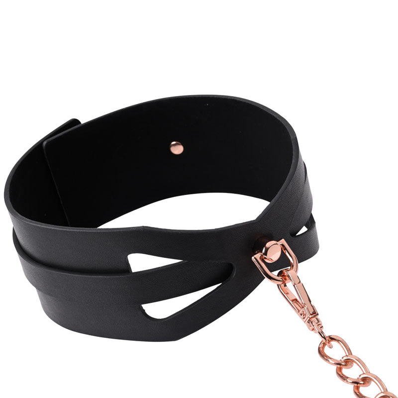 Sex & Mischief Brat Collar & Leash Rose Gold/Black Restraint