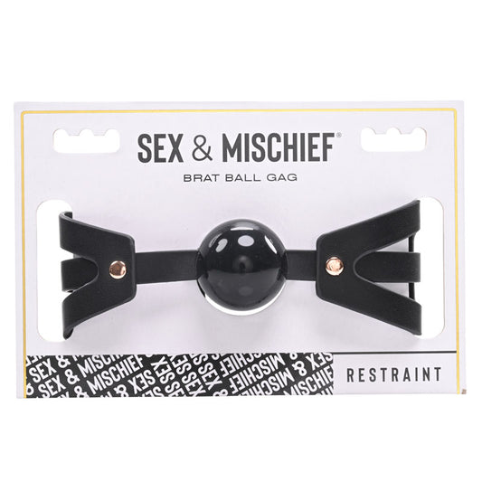 Sex & Mischief Brat Ball Gag Black/Rose Gold Mouth Restraint