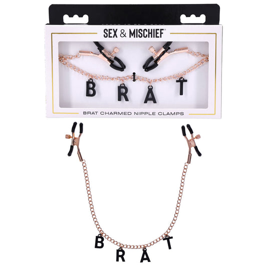 Sex & Mischief Brat Charmed Nipple Clamps Rose Gold Nipple Clamps With 45 Cm Chain