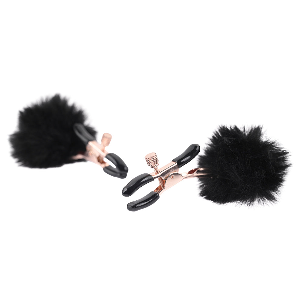 Sex & Mischief Puff Nipple Clamps Black/Gold Nipple Clamps Set Of 2