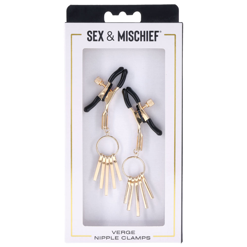 Sex & Mischief Verge Nipple Clamps Gold Nipple Clamps Set Of 2