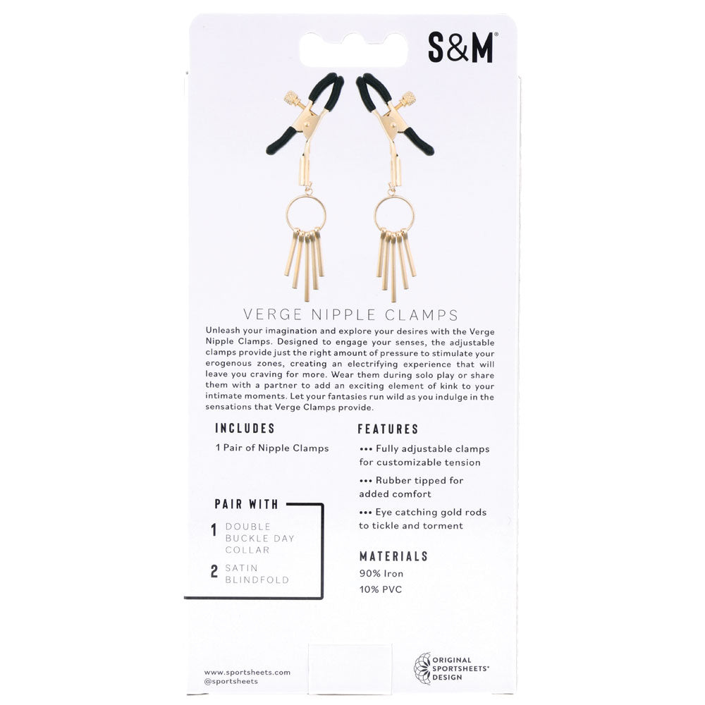 Sex & Mischief Verge Nipple Clamps Gold Nipple Clamps Set Of 2