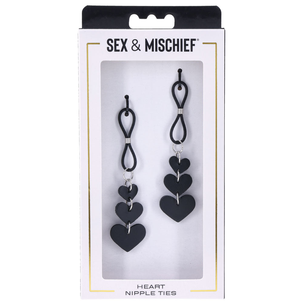 Sex & Mischief Heart Nipple Ties Black Nipple Restraints Set Of 2