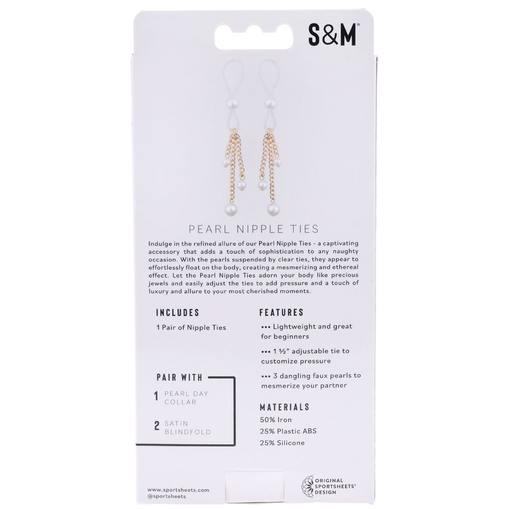Sex & Mischief Pearl Nipple Ties Gold/Pearl Nipple Restraints Set Of 2