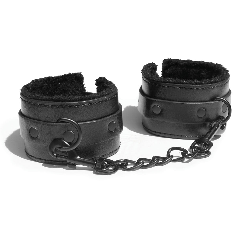 Sex & Mischief Shadow Fur Handcuffs Black Comfortable Restraints