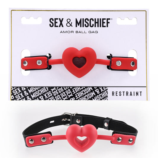 Sex & Mischief Amor Ball Gag Red/Black Mouth Restraint