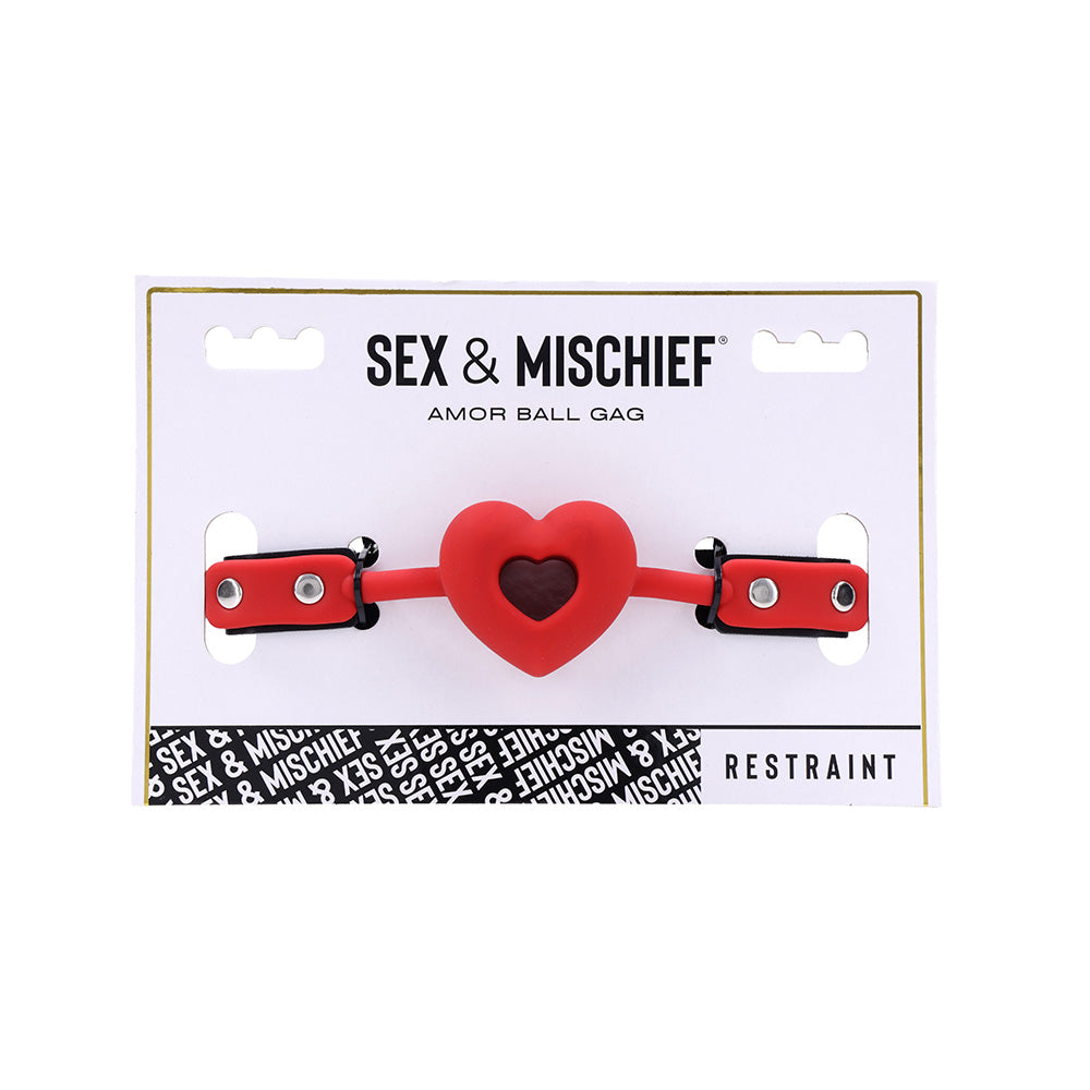 Sex & Mischief Amor Ball Gag Red/Black Mouth Restraint