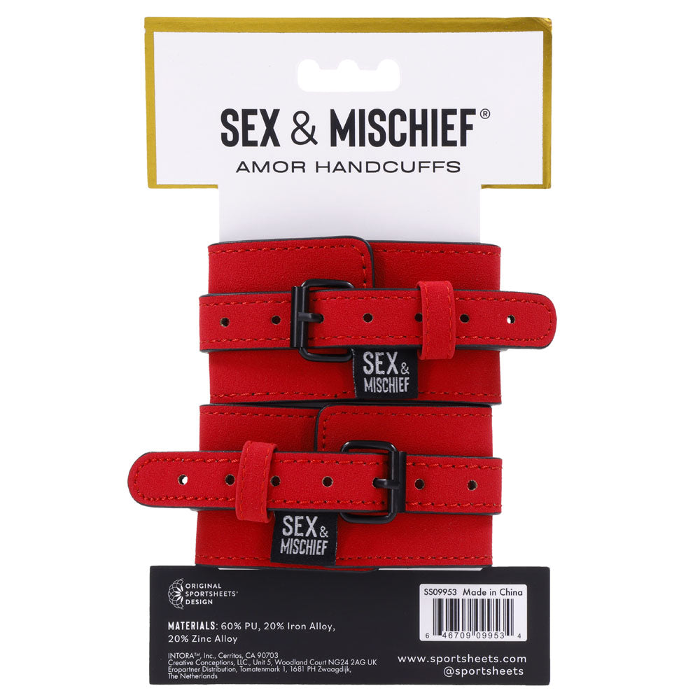Sex & Mischief Amor Handcuffs Red Restraints