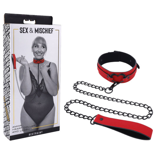 Sex & Mischief Amor Collar And Leash Red Restraint