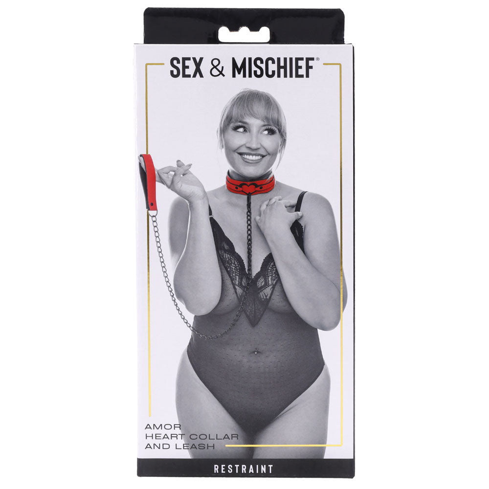 Sex & Mischief Amor Collar And Leash Red Restraint