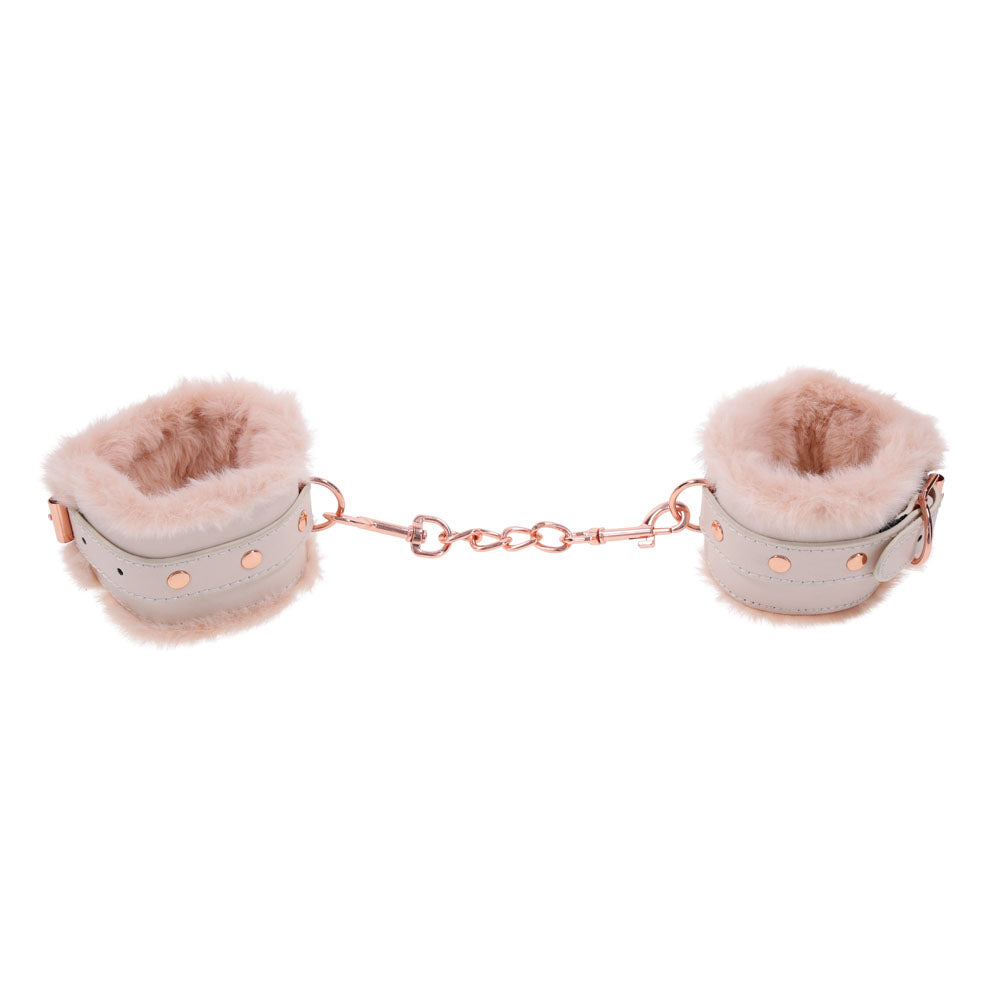 Sex & Mischief Peaches N Crea Me Fur Handcuffs Peach Restraints