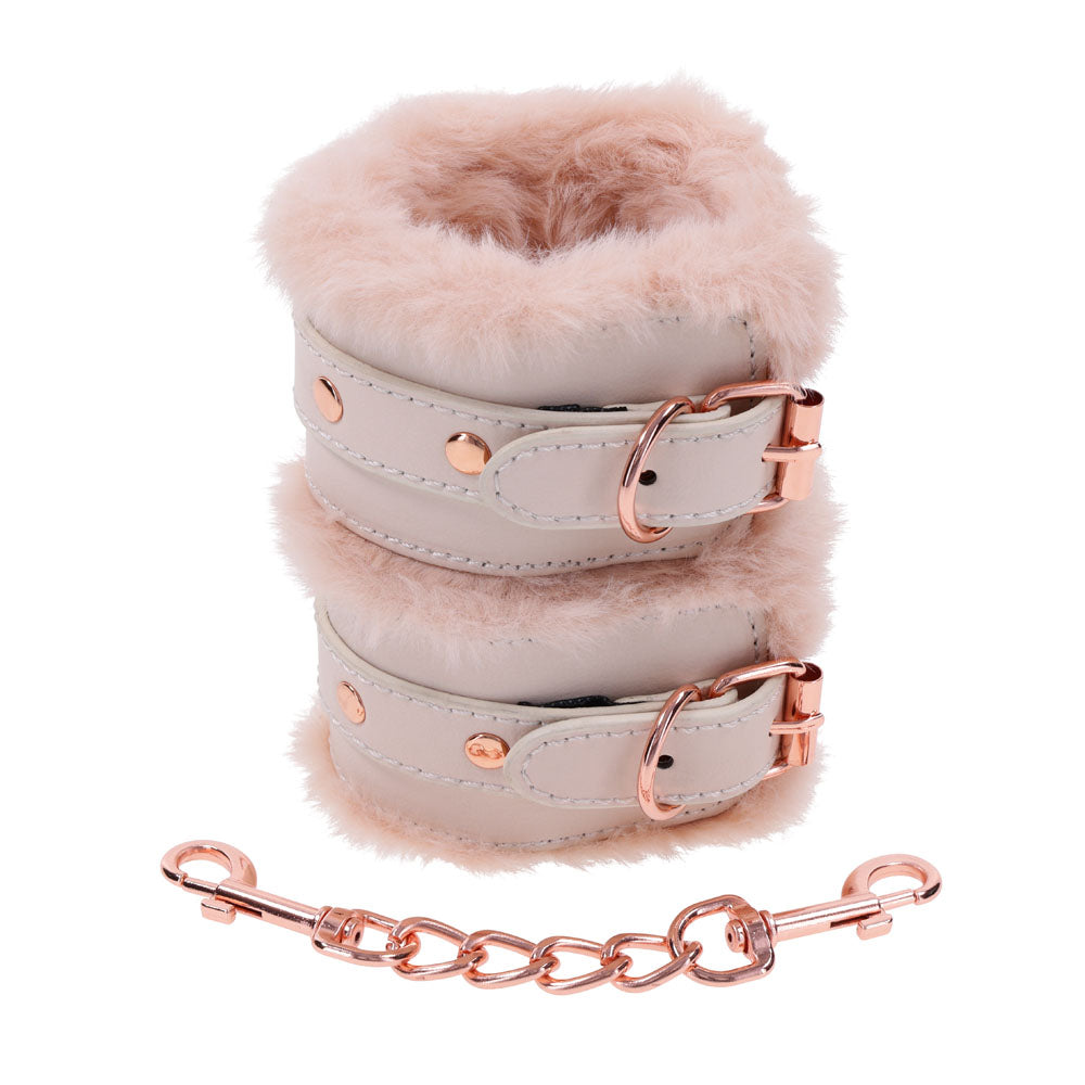 Sex & Mischief Peaches N Crea Me Fur Handcuffs Peach Restraints