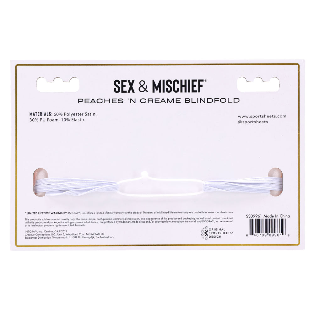 Sex & Mischief Peaches N Crea Me Blindfold Peach Eyemask