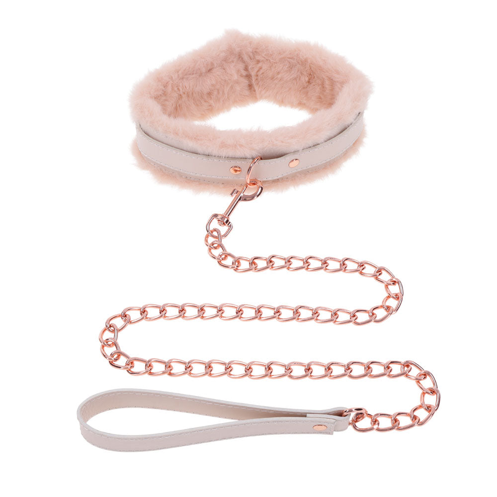 Sex & Mischief Peaches N Crea Me Fur Collar & Leash Peach Restraint