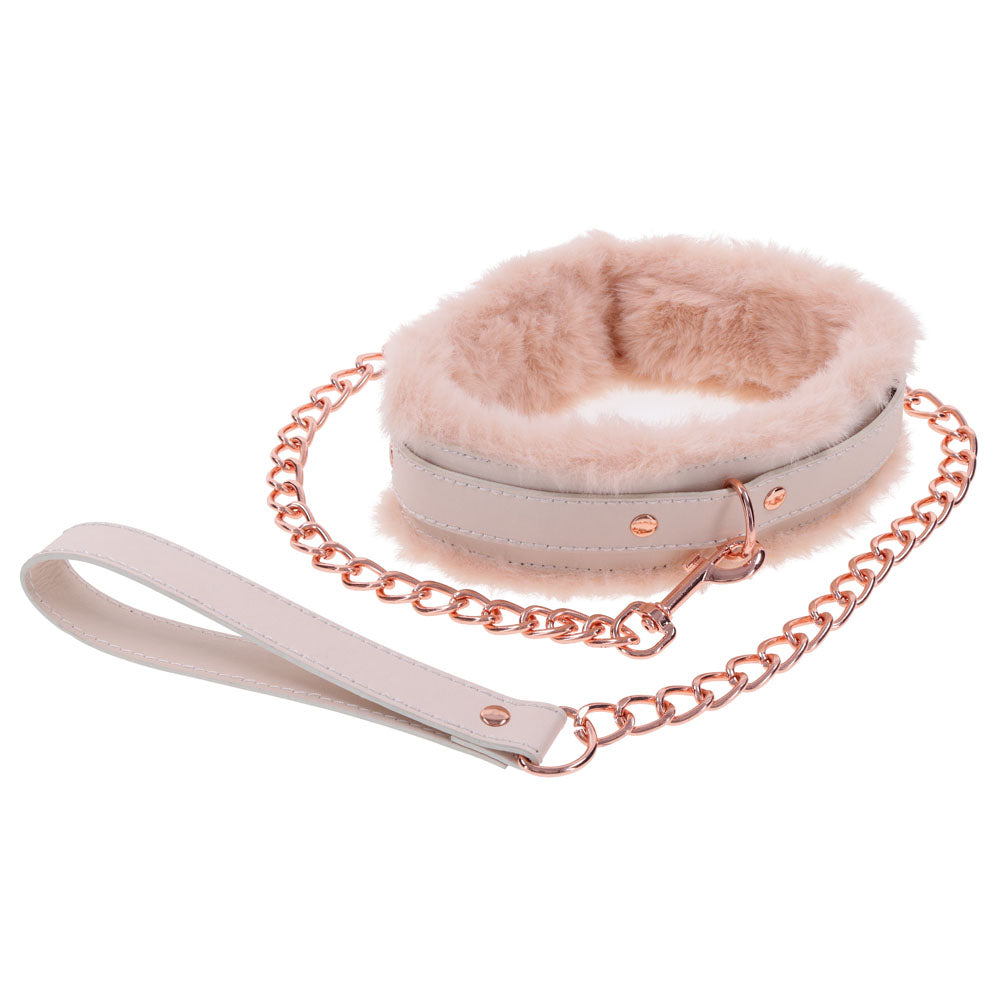 Sex & Mischief Peaches N Crea Me Fur Collar & Leash Peach Restraint