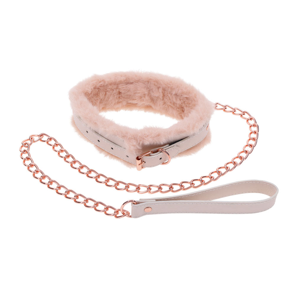 Sex & Mischief Peaches N Crea Me Fur Collar & Leash Peach Restraint