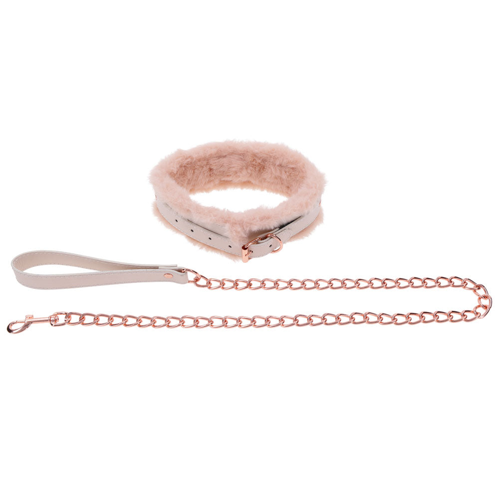 Sex & Mischief Peaches N Crea Me Fur Collar & Leash Peach Restraint