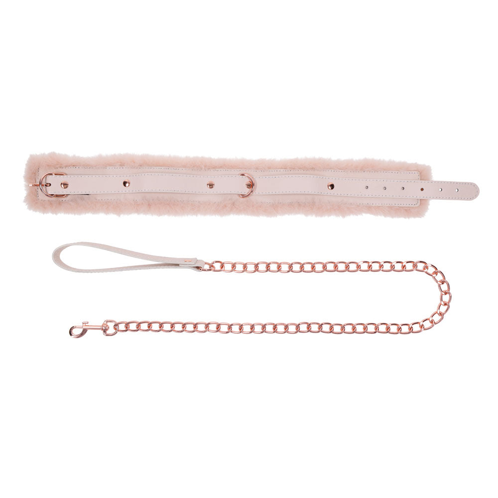 Sex & Mischief Peaches N Crea Me Fur Collar & Leash Peach Restraint