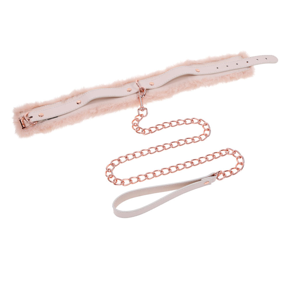 Sex & Mischief Peaches N Crea Me Fur Collar & Leash Peach Restraint