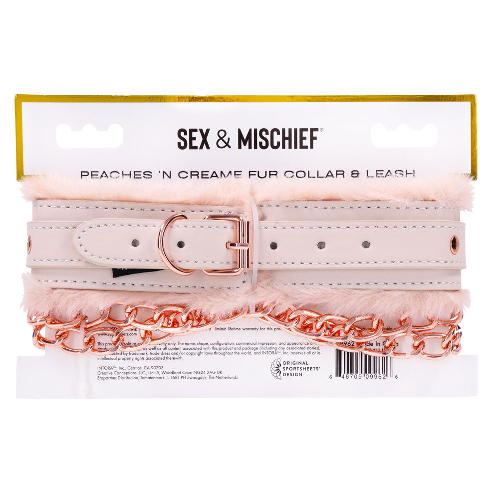 Sex & Mischief Peaches N Crea Me Fur Collar & Leash Peach Restraint