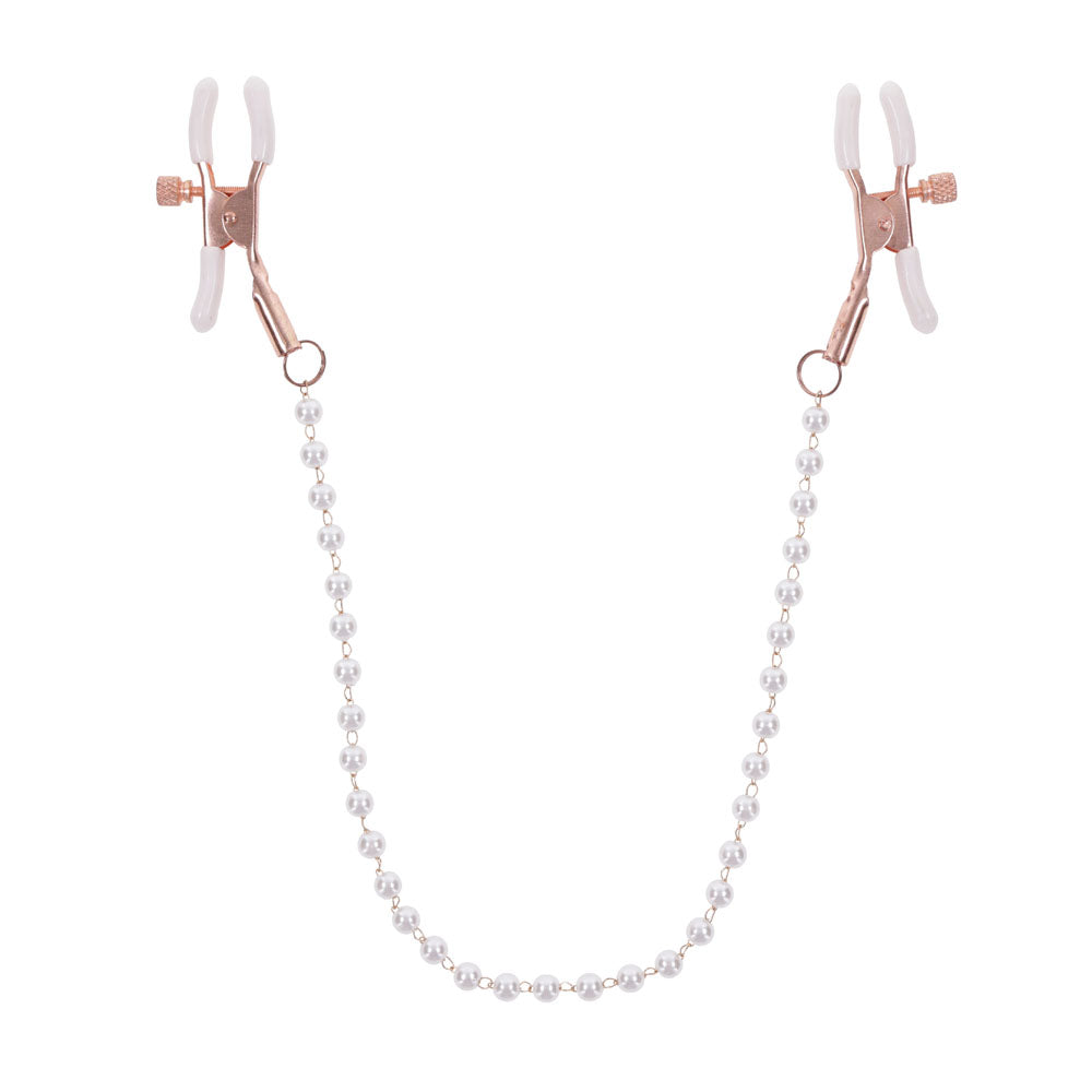 Sex & Mischief Peaches N Crea Me Pearl Nipple Clamps Peach Nipple Restraints