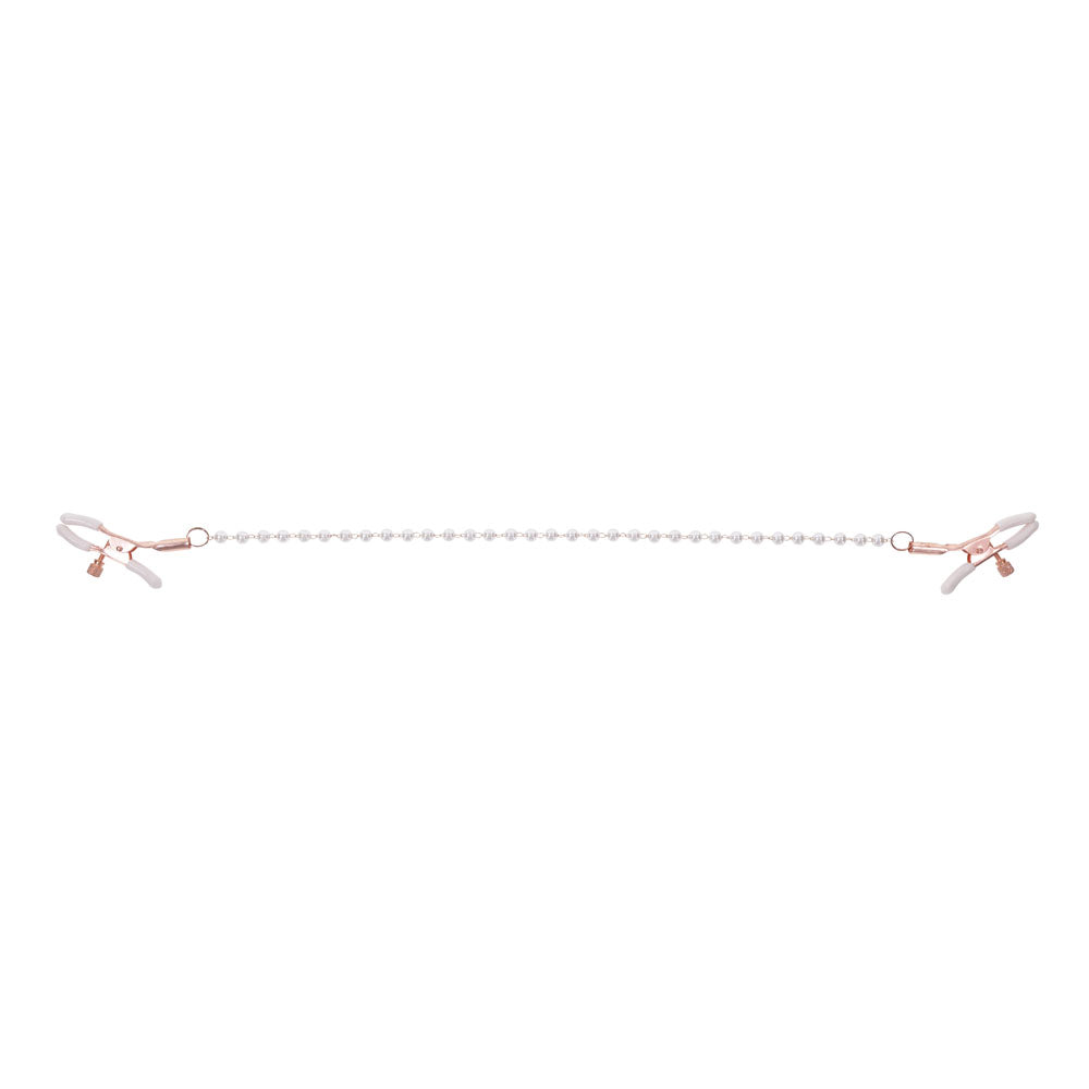 Sex & Mischief Peaches N Crea Me Pearl Nipple Clamps Peach Nipple Restraints