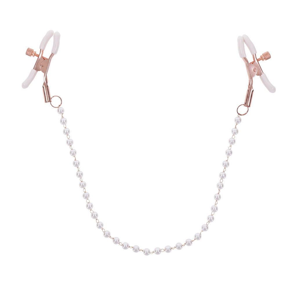 Sex & Mischief Peaches N Crea Me Pearl Nipple Clamps Peach Nipple Restraints
