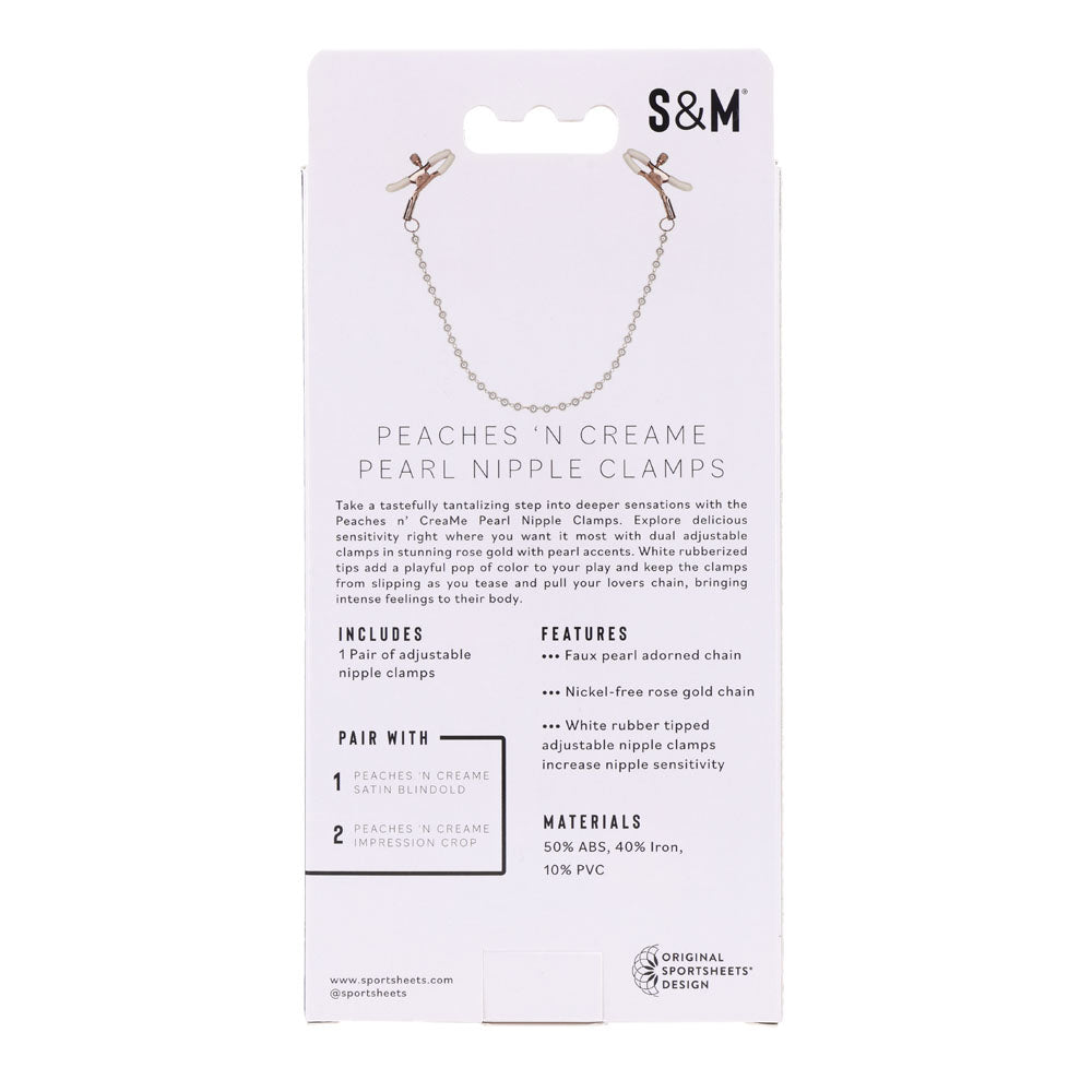 Sex & Mischief Peaches N Crea Me Pearl Nipple Clamps Peach Nipple Restraints