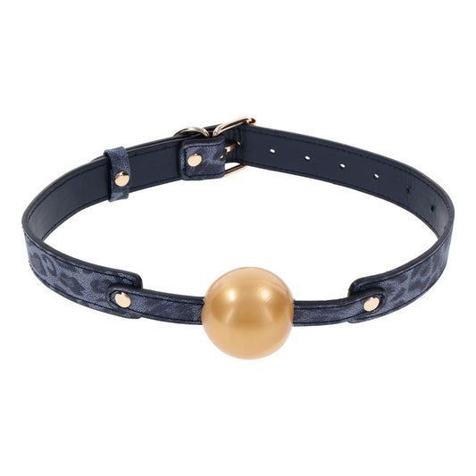 Sex & Mischief Cougar Ball Gag Navy Blue/Gold Mouth Restraint