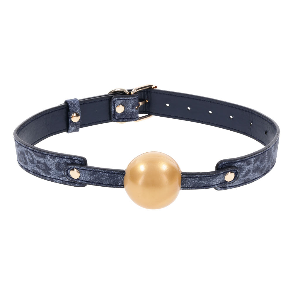 Sex & Mischief Cougar Ball Gag Navy Blue/Gold Mouth Restraint