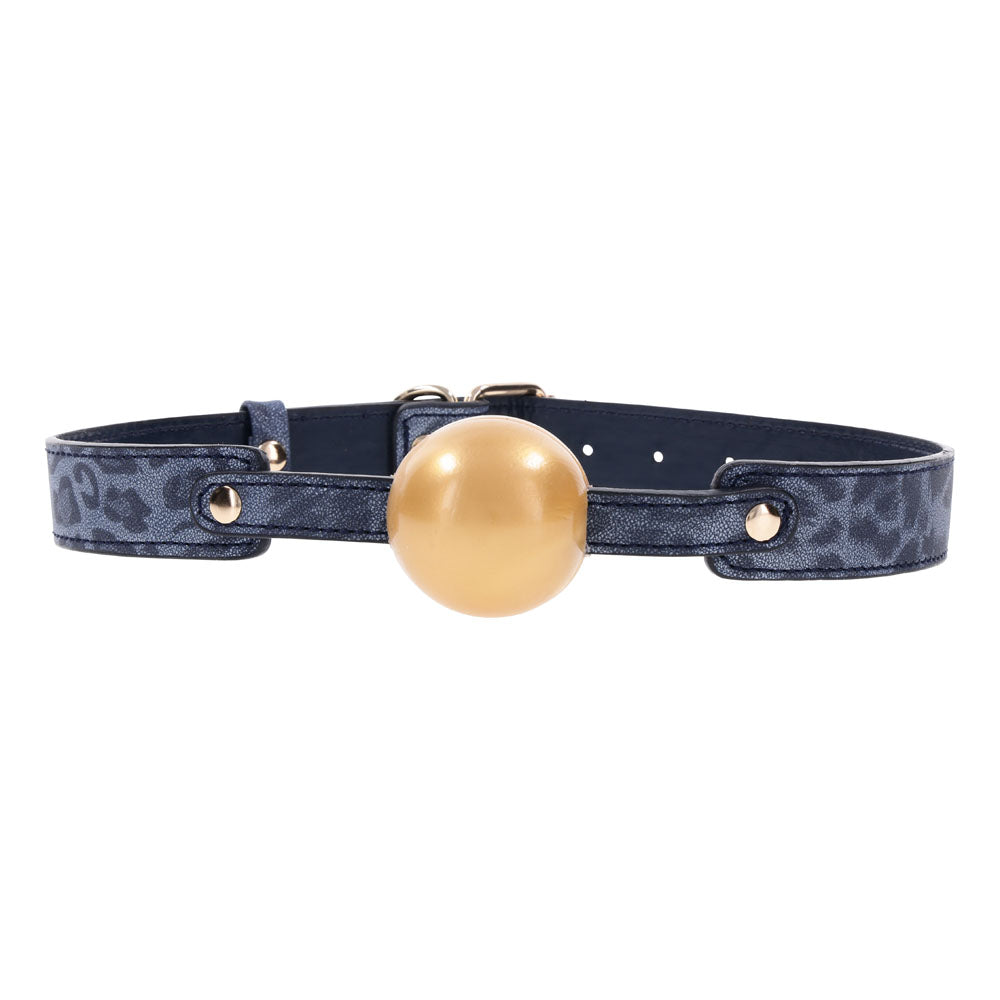 Sex & Mischief Cougar Ball Gag Navy Blue/Gold Mouth Restraint