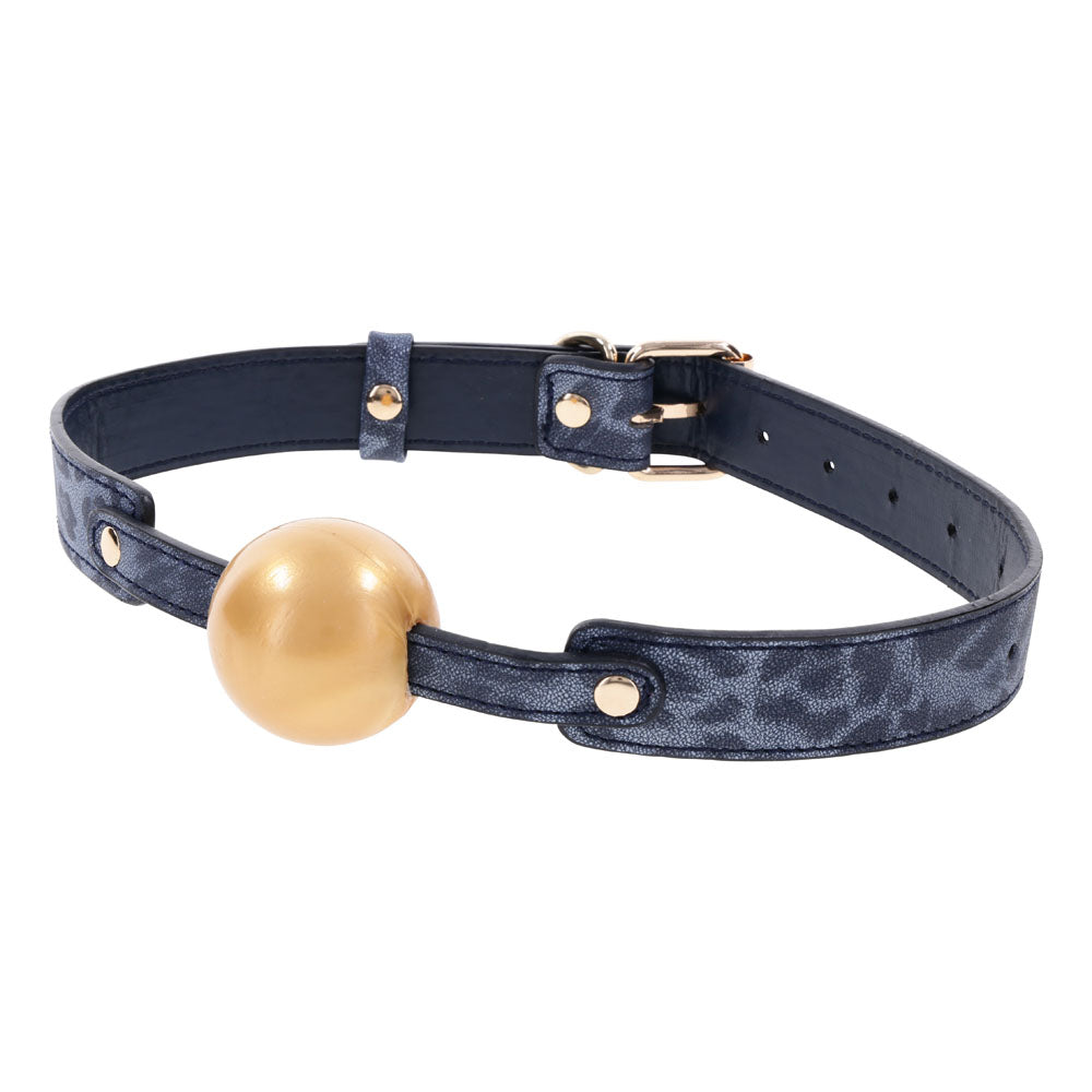 Sex & Mischief Cougar Ball Gag Navy Blue/Gold Mouth Restraint