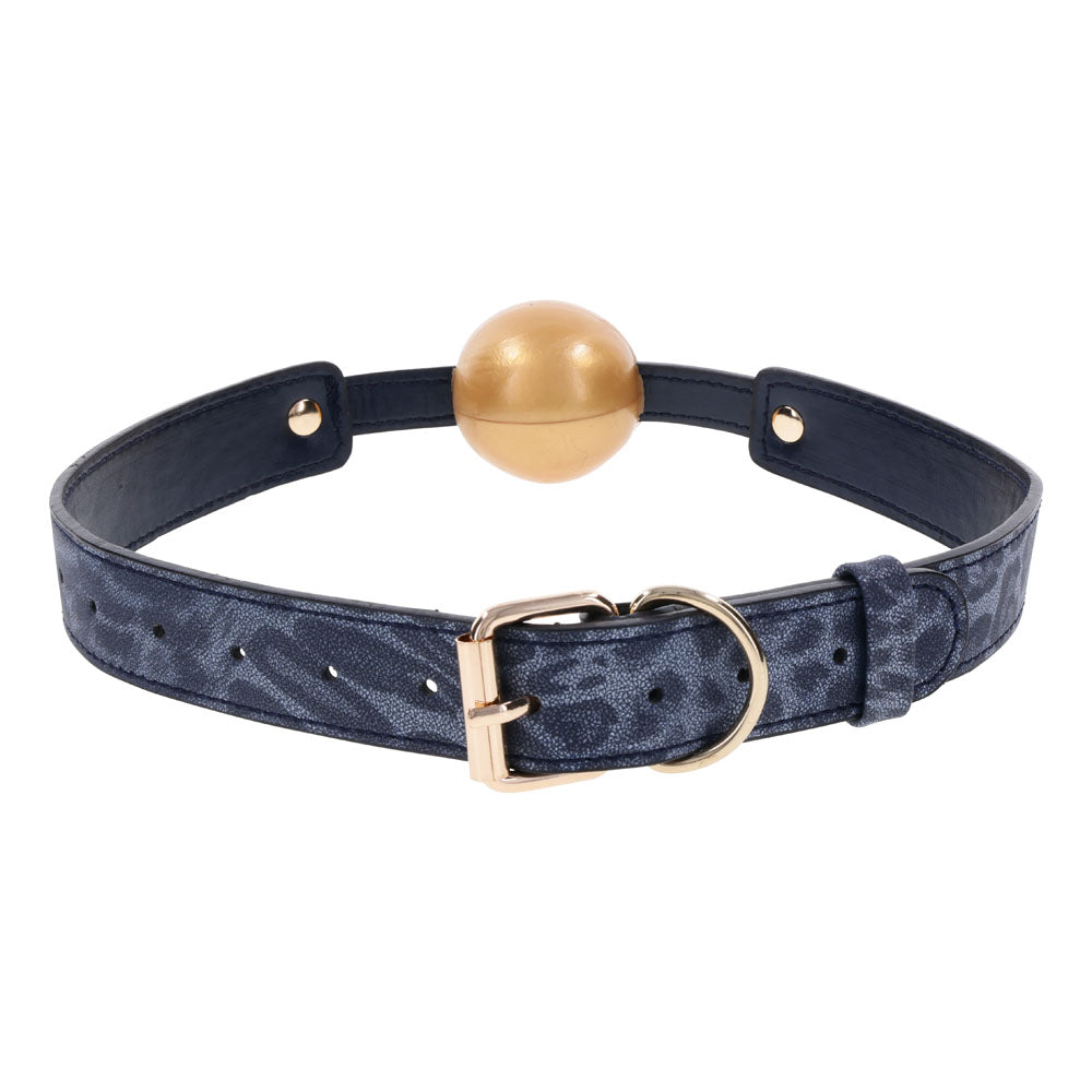 Sex & Mischief Cougar Ball Gag Navy Blue/Gold Mouth Restraint